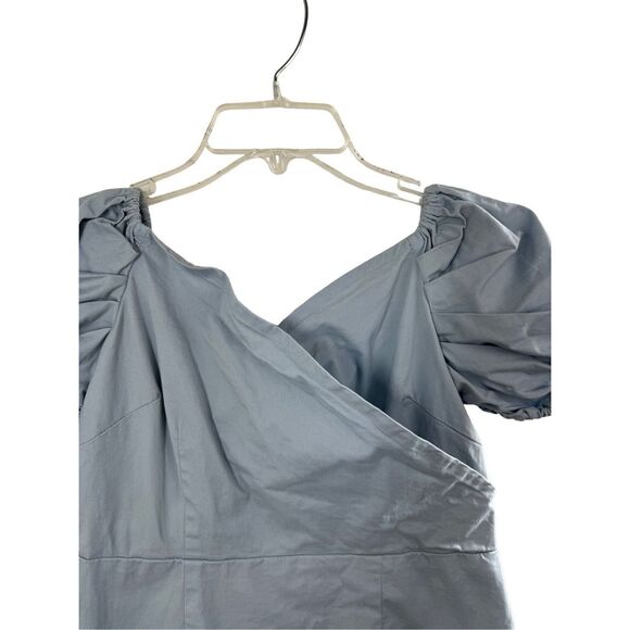 Superdown Blue Short Puff Sleeve Mini Dress Size M V-neck Party - Picture 5 of 11